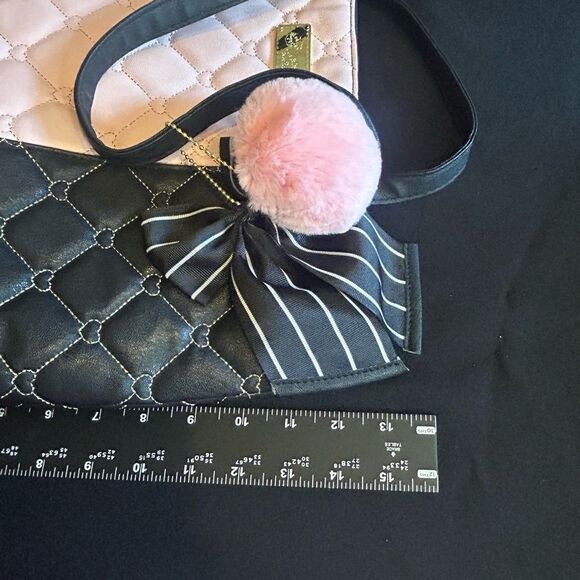 Betsey Johnson Elegant Black and Pink Quilted Tote Bag Excellent Condition - Picture 10 of 11